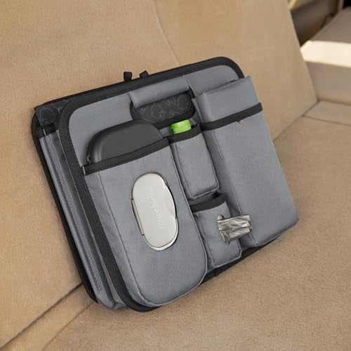 Out-n-About Trunk Organizer for SUVs and Cars with Portable Changing Pad and Wet Baby Wipes for Diaper Changes On-the-Go, Collapsible, Grey
