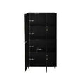 thumbnail image 5 of 70" Tall Accent Storage Cabinet, Modern Organizer Sideboard with Open Shelves, Doors, Adjustable Shelves, Pantry Storage Cabinet for Bathroom, Living Room, Kitchen, Dining Room, Entryway, Black, 5 of 9