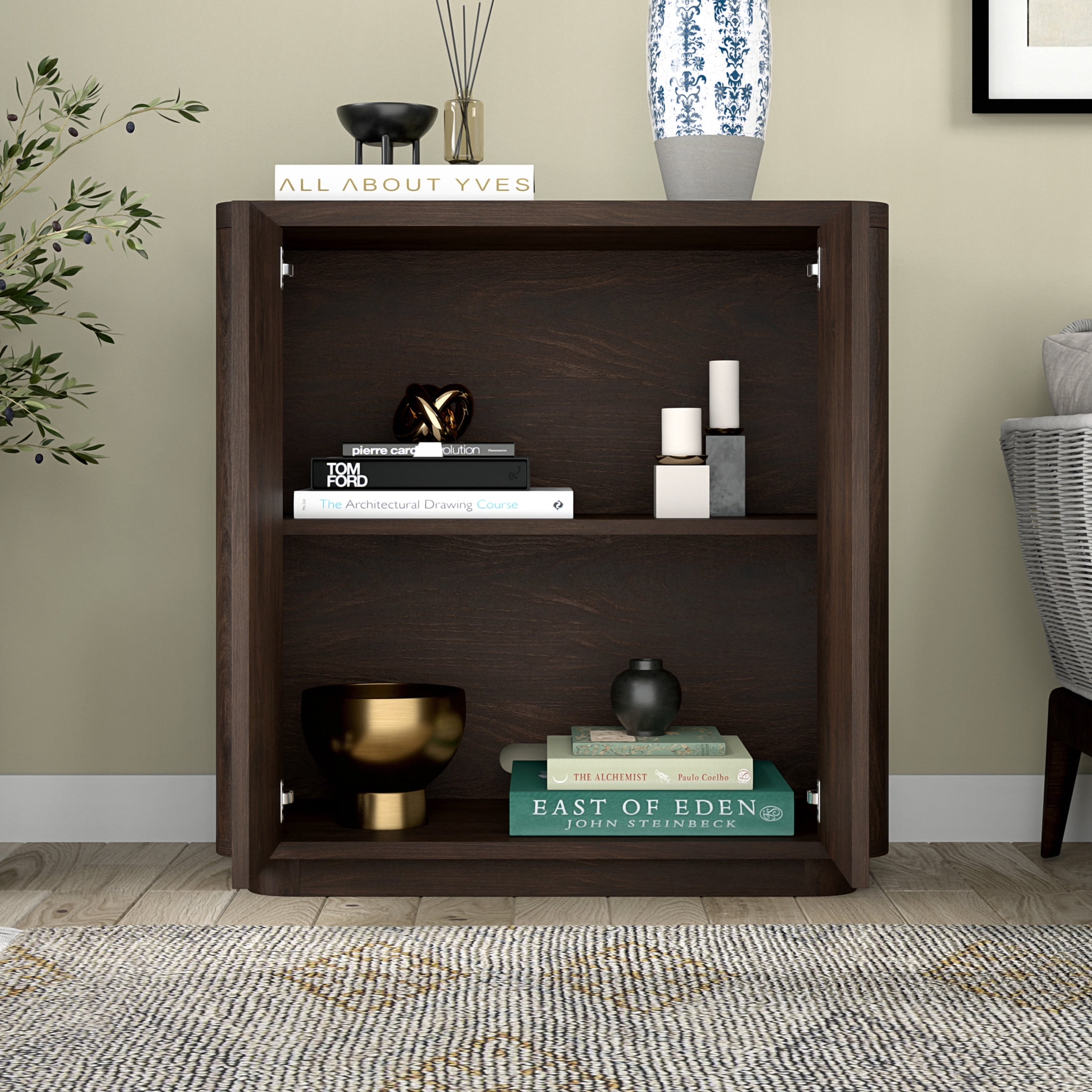 Evelyn&Zoe Modern/Contemporary 32" Wide Alder Brown Accent Cabinet