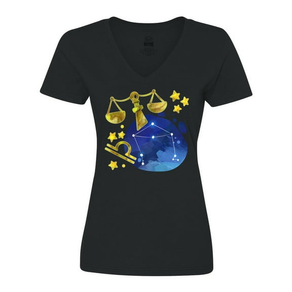 Inktastic Libra Constellation Zodiac Sign Illustration Women's V-Neck T-Shirt