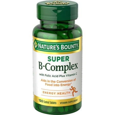 Nature's Bounty Super B-Complex + Vitamin C Tablets for Energy Metabolism, 150 Ct