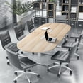 thumbnail image 2 of 10 Person Racetrack Conference Room Table Metal T Bases Power Modules, 2 of 6