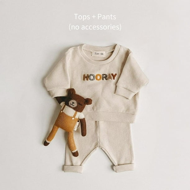 Conjunto de ropa de moda para niños, camisetas informales con patrón para bebés y niñas, pantalones holgados para niños, 2 uds., ropa de diseñador para bebés Tan Jianjun unisex
