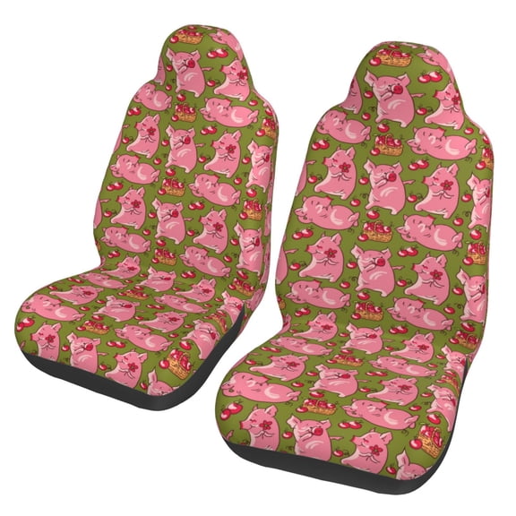 Xecao Cartoon Pigs Print Car Seat Cover in That Fits Most Cars, Vans, SUVs, and Trucks.