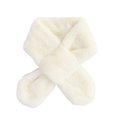 thumbnail image 2 of Skymirror Solid Color Wide Korean Style Kids Scarf Autumn Winter Double-sided Imitation Rabbit Fur Cross Collar Scarf, 2 of 8