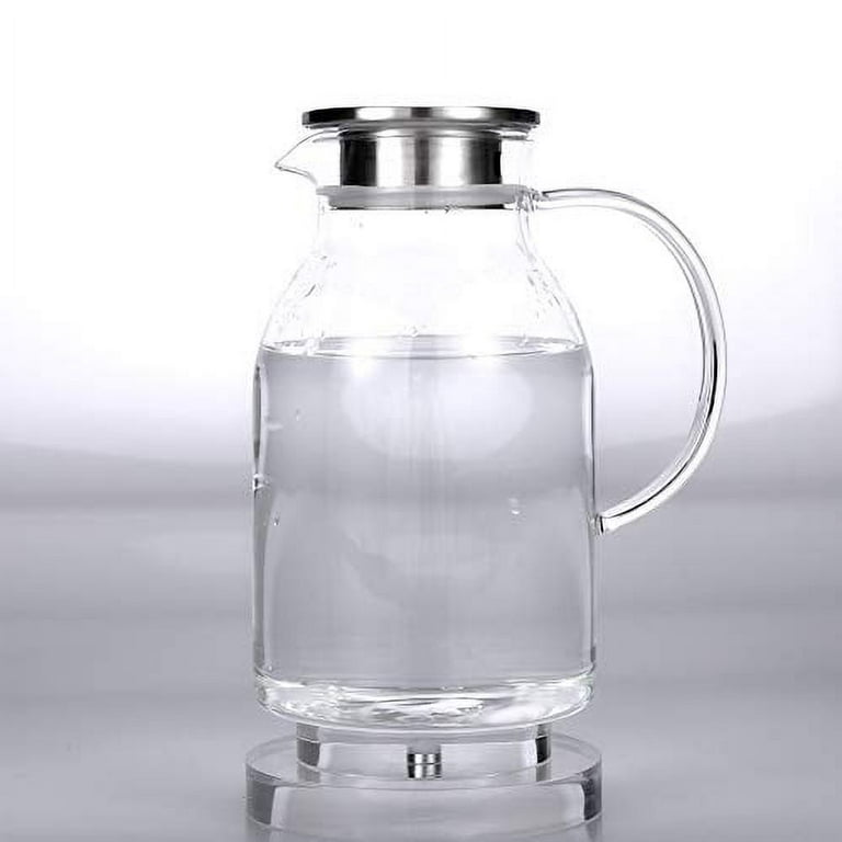 Bunhut Glass Pitcher with Lid,68 Ounces Water Pitcher for Hot Cold  Drinks,Glass Water jar with Heat-Resistant Handle,Large Beverage  Pitcher,High