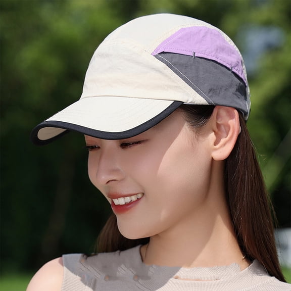 Minjewel Unisex Quick Drying Baseball Cap - Outdoor Sports Hiking Cap, Thin Breathable Color Blocked Hat for Men and Women, Moisture-Wicking for Running, Athletic Performance Cap,Beige