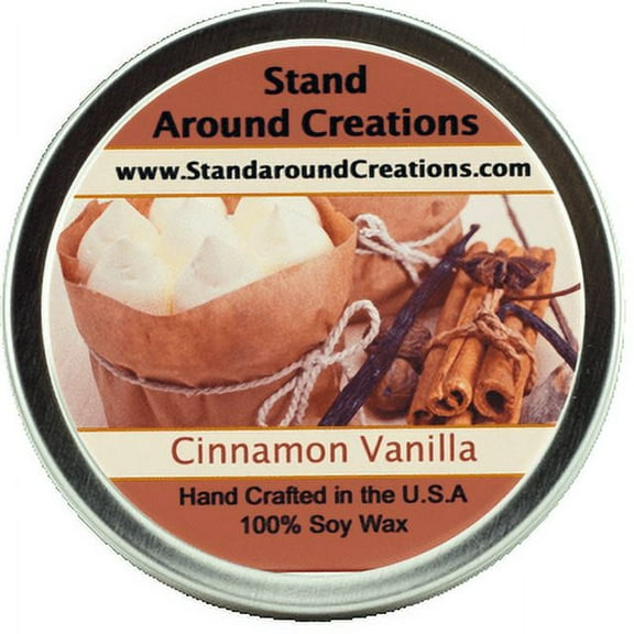 CINNAMON VANILLA TIN 8-OZ. ALL NATURAL SOY CANDLE