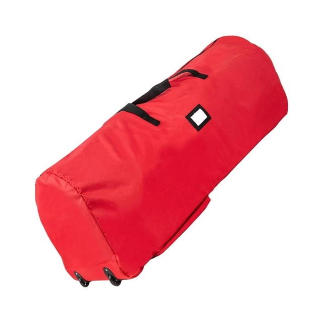 ziyahi Sac de Rangement pour Arbre de Noël avec Roues Accessoires Rouges Couronne de Fête Rouge 145 x38 x50 cm