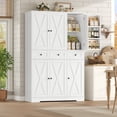 thumbnail image 2 of Hiphuta 67" Tall Farmhouse Kitchen Pantry Storage Cabinet with Door Shelves, 43" Wide Large Cupboard Hutch with 3 Drawers, White, 2 of 7