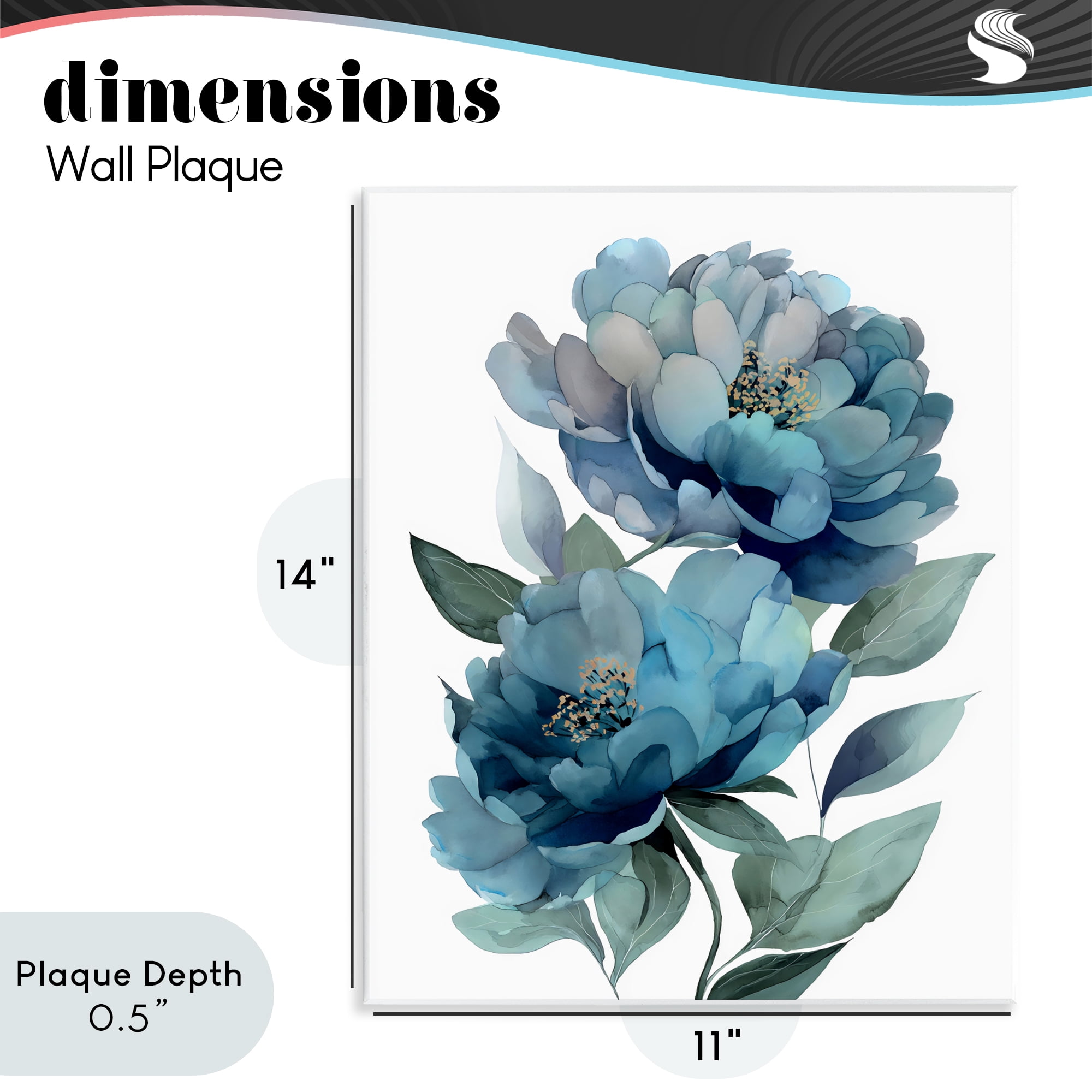 Stupell Industries Two Blue Flowers Serene Peonies Wall Plaque Art, design by Franklyn Gregory