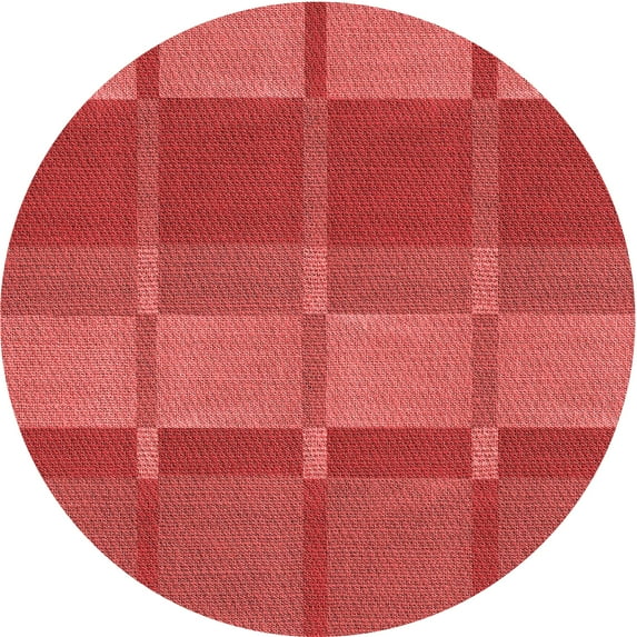 Ahgly Company Machine Washable Indoor Round Transitional Red Area Rugs, 7' Round