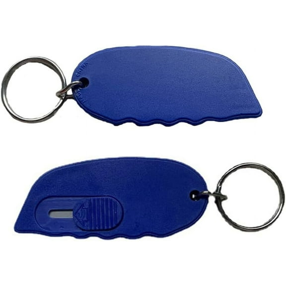 2pcs Mini Box Cutter Portable Mini Keychain Box Cutter with manual Retractable Blade Pocket Utility Knives Small Letter Opener for Opening Packages (Blue)