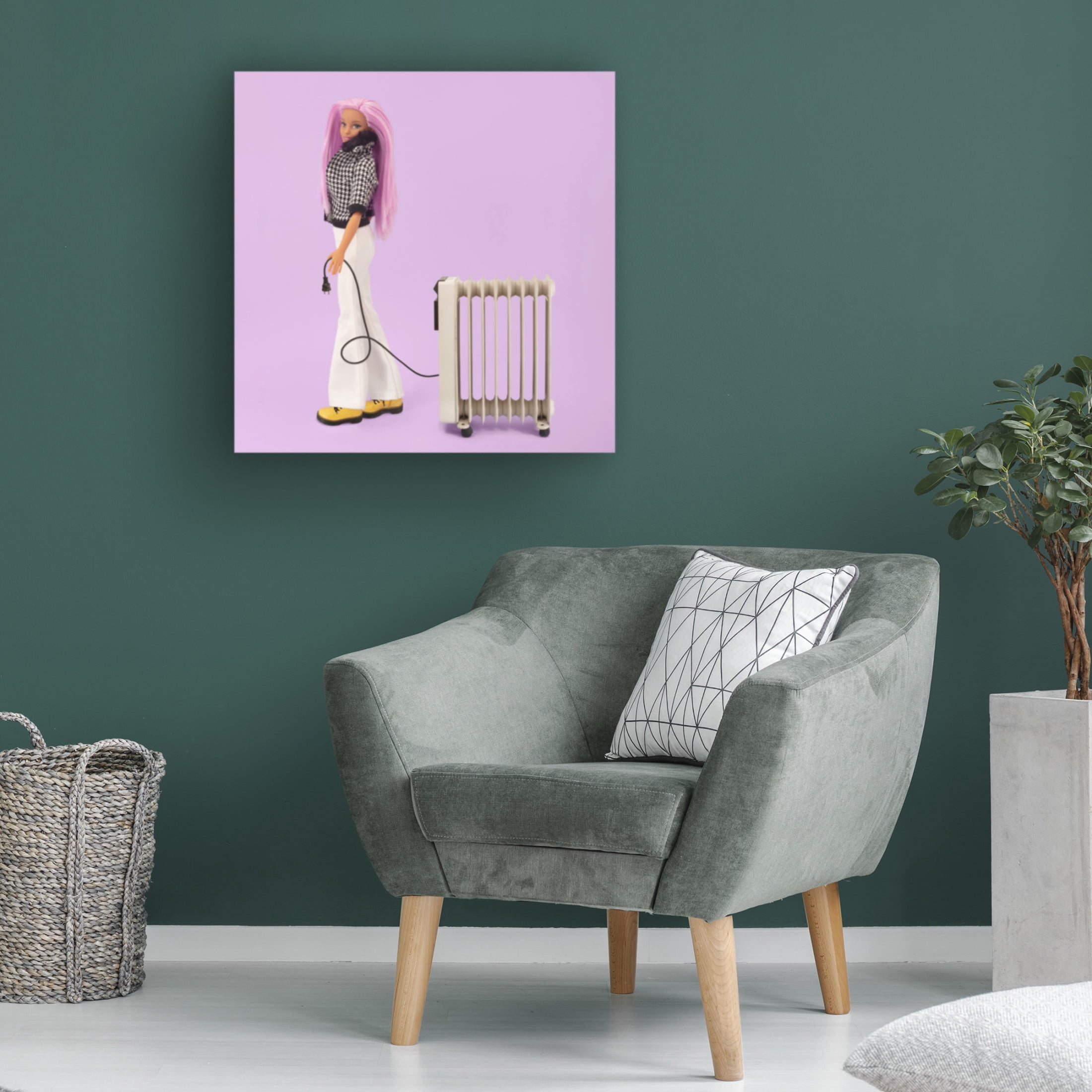 Canvas Wall Art - Julia Ramiro 'Winter Hot Dog.1' Wall Art for Living Room, Bedroom, or Office Décor by Trademark Fine Art - 14 x 14 Inches