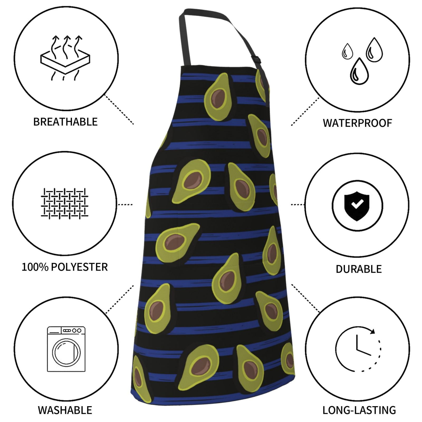 Kdxio Avocado Apron with Pockets Adjustable Kitchen Aprons for Men Women Waterproof Aprons for Cooking,Drawing,Crafting, Baking Household Cleaning