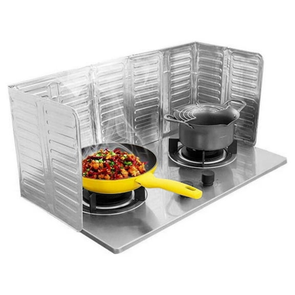 2Pcs Disposable Oil Splash Guard Aluminum Foil Gas Stove Oil Splatter Screen Board Cooking Frying Oil-Proof Splash Kitchen Tool Suitable for kitchen and dining room(Silver)