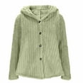 thumbnail image 5 of Lixiuxyad Fuzzy Hooded Jacket Women's Jacket Winter Warm Soft Hooded Coat Long Sleeve Button Front Loose Fit Casual Outerwear For Daily Wear Green, 5 of 6
