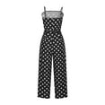 thumbnail image 5 of Gaecuw Jumpsuits for Women Dressy Sleeveless Off the Shoulder Strapless Overall Band Collar Polka Dot Onesie Strappy One Piece Outfits Loose Baggy Long Pants Wide Leg Summer Romper Calf Length, 5 of 6