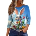thumbnail image 7 of Ounisa Womens 3/4 Sleeve T Shirt Crew Neck Easter Bunny Printed Pullover Loose Fit Casual Spring Stylish Tops S-3XL, 7 of 7