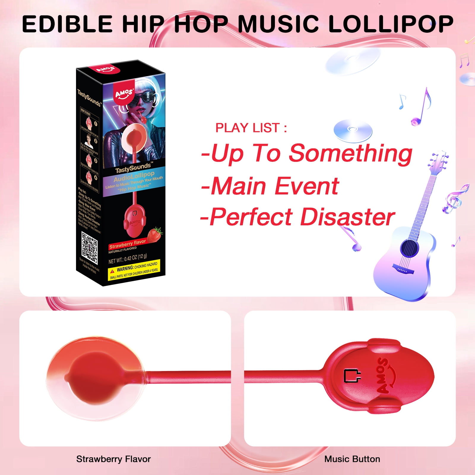 AMOS Music Lollipop Suckers Lollipop Fat Free Singing Lollipop, Creative Gift Party