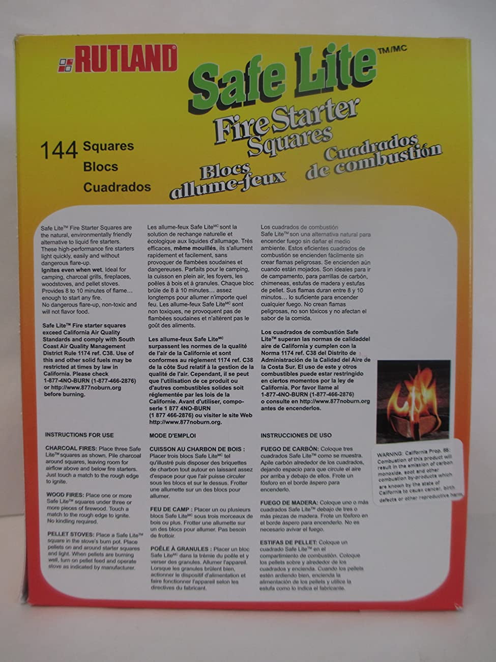 "Rutland Safe Lite Fire Starter Squares 2 Pack" 144-Square 