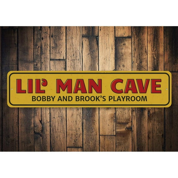 Lil Man Cave Novelty Decor, Metal Wall Sign - 4x18 Inches