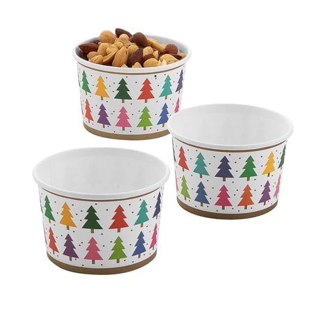 Fun Express 4 1/4" x 2 3/4" Merry & Bright Colorful Christmas Snack Cups - 12 Pieces