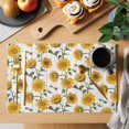 thumbnail image 2 of Sunflowers Placemats Set of 6 Spring Botanical Yellow Flowers Branches Place Mats Indoor Wipeable Table Mats Washable Cloth Dining Table Placemats for Kitchen Holiday Party Home Decor 13x19 Inch, 2 of 9