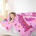 thumbnail image 3 of spefrowx Dreamy Princess L Letter Twin Bedding for Kids, Kawaii Cartoon Stars Bow Bedding Comforter Set, Pink Reversible, 7-Piece, 3 of 6