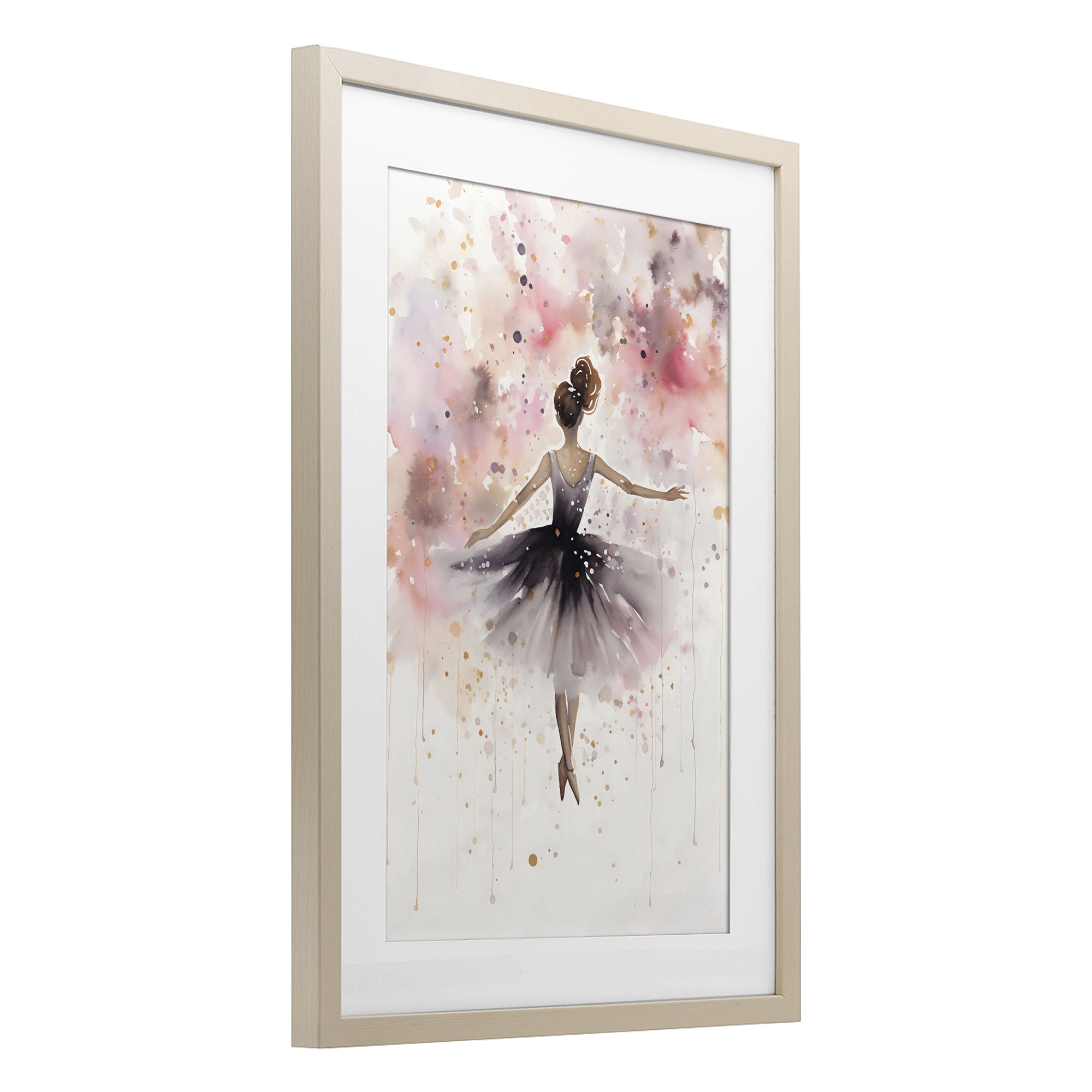 Stupell Industries Watercolor Ballerina Atmosphere Birch Framed Print Under Glass, design by Creative Studio