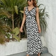 thumbnail image 6 of Snow Leopard Print Womens Night Club Maxi Dress V Neck Sleeveless Bohemia Long Dresses, 6 of 9