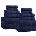 thumbnail image 2 of Superior Egyptian Cotton Absorbent 12-Piece Navy Blue Towel Set, 2 of 13