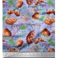 thumbnail image 1 of Soimoi Blue polyester Crepe Fabric Apricot, polyester & Oaknut Fruits Printed Fabric 1 Yard 42 Inch Wide, 1 of 3