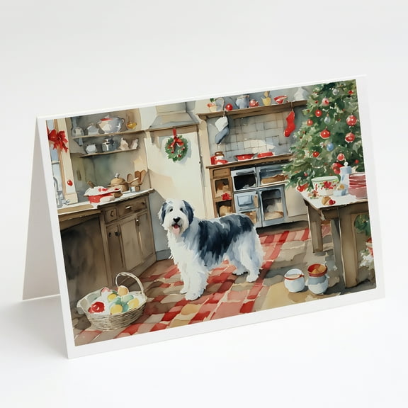 Old English Sheepdog Christmas Cookies Greeting Cards Pack of 8 7 in x 5 in