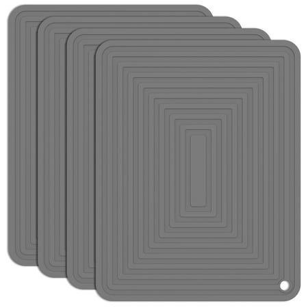 

4Pcs Silicone Heat Pad Silicone Placemat Corrugated Non Slip Design Square Placemat Ironing Resistant High Temperature Insulated Pot Mat for Kitchen