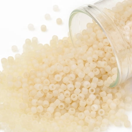 TOHO Round Seed Beads Japanese Seed Beads Frosted (147F) Ceylon Frosted Light Ivory 11/0 2.2mm Hole: 0.8mm 1110pcs/10g