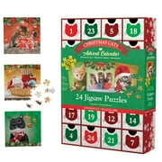 Eurographics: Puzzle Advent Calendar: Christmas Cats - 24 Daily Unique Individual Jigsaws, 5 x 5" 50pc Each, 1200pcs Total, Holiday Countdown Gift