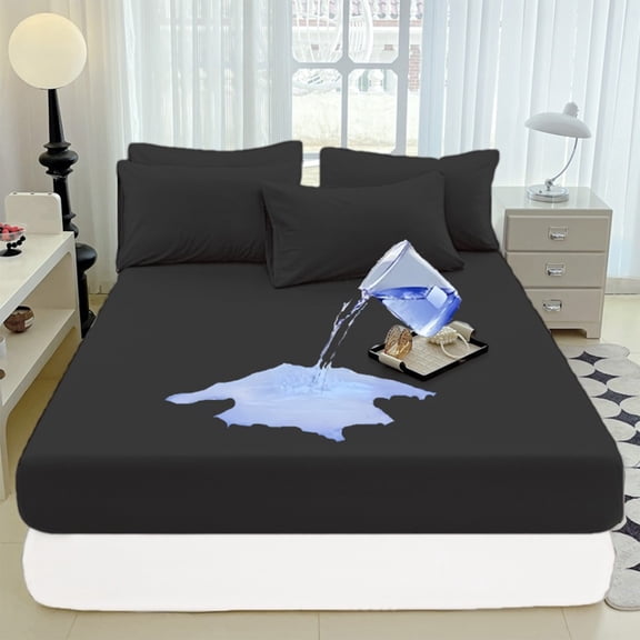 Qonioi Fitted Mattress Protector, Waterproof Breathable Noiseless Bed Cover with TPU Backing, Stain Resistant Machine Washable Mattress Pad