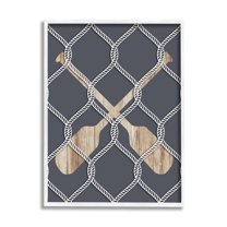 Stupell Nautical Oars Coastal Rope Pattern Landscape Painting White Framed Art Print Wall Art