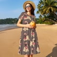 thumbnail image 4 of Disketp Cut Pug para Vestido de Manga Corta para Mujeres, Vestidos de Verano para Mujeres, Casual y Holgado para la Playa, 4 of 6