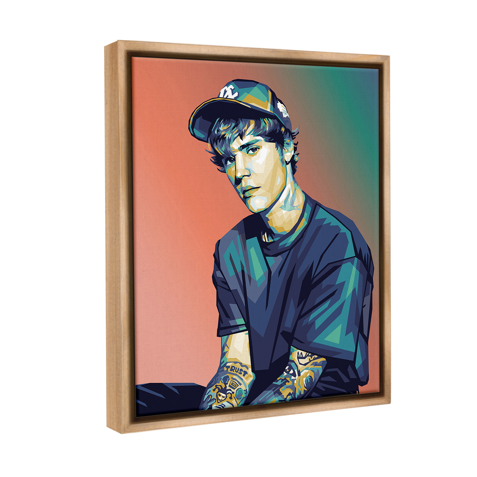 Stupell Industries Justin Portrait with Hat Abstract Painting Brown Floater Framed Canvas Art Print Wall Art, 17 x 21