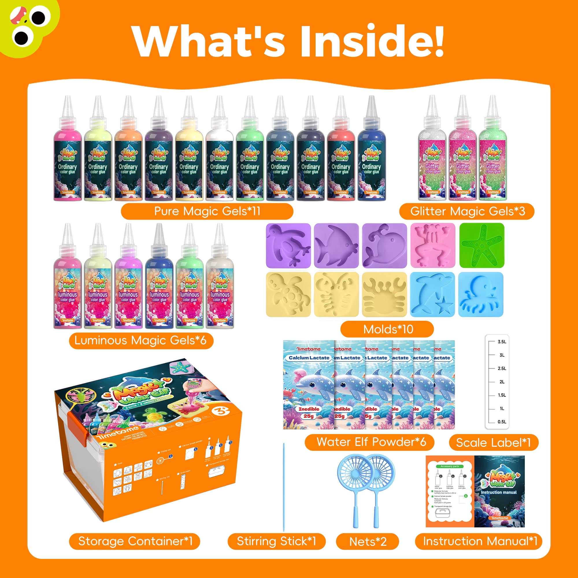 Magic Water Elf Toy Kit, Squishy Maker Kit with 20 Gels & 10 Molds, Make Your Own Squishies, Elf Magic Squishy Maker, DIY STEM Craft Kits, for Boys and Girls Ages 3+