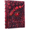 thumbnail image 1 of Diario con relieve de ojo de dragón 3D, cuaderno con grabado de resina, cuaderno para amantes de los dragones, papel en blanco, regalo, tamaño A5 (rojo), 1 of 5