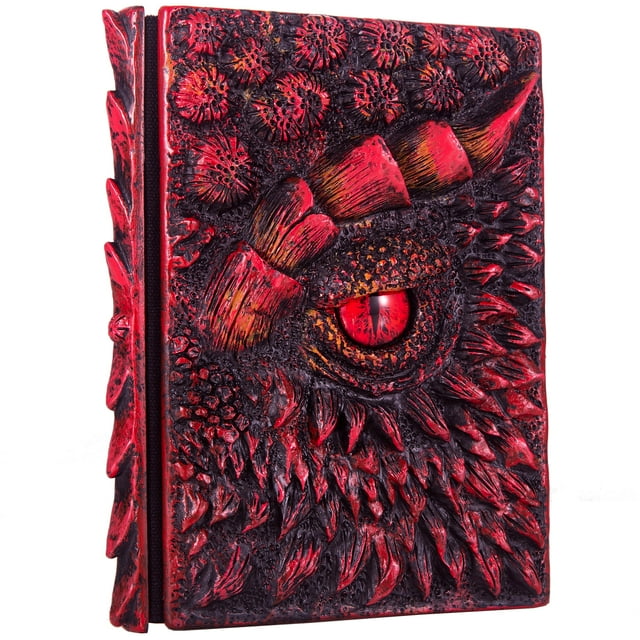 Diario con relieve de ojo de dragón 3D, cuaderno con grabado de resina, cuaderno para amantes de los dragones, papel en blanco, regalo, tamaño A5 (rojo)