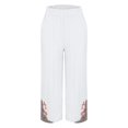 thumbnail image 7 of Endives Womens Wide Leg Pant Casual Daily Embroidery Flower Ptinted Cotton Linen Pant Retro Plus Size Pants White, 7 of 7