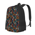 thumbnail image 2 of Vsdgher Retro Tape Print Backpack for Women Men School Bookbag with Laptop Compartment for College Work Travel, Simple Fashion Casual Daypack, Fit 15" Laptop, 2 of 8