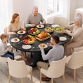 thumbnail image 2 of Blotout Extendable Round Dining Table, 43.3"-59" Expandable Oval Kitchen Table with Hidden Storage, Modern Wood Grain Pedestal Base, Dining Table for 4-8 People, 2 of 10