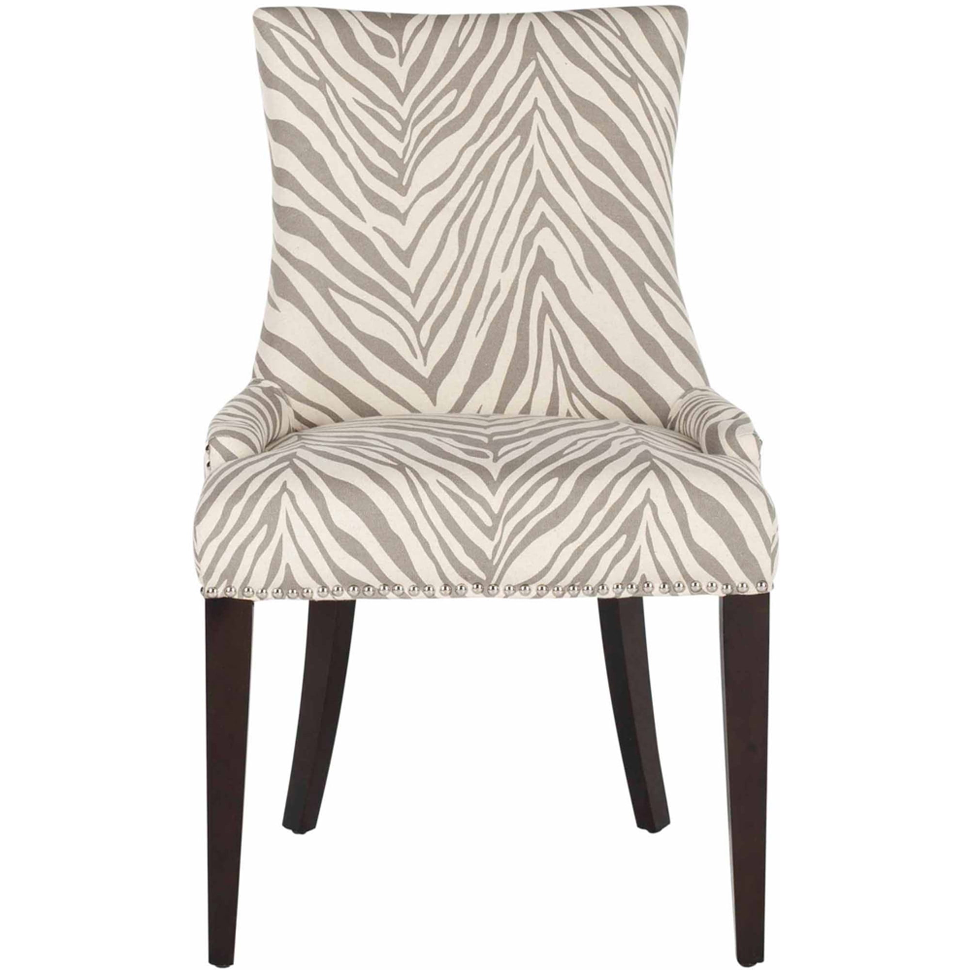 SAFAVIEH Becca 19" H Transitional Glam Upholstered Dining Chair, Grey Zebra