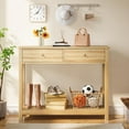 thumbnail image 2 of Aiho Console Table 39" with Drawers, Wood Entryway Table Hallway Table with Open Storage, Sofa Table for Living Room, Foyer and Corridor - Natural, 2 of 10