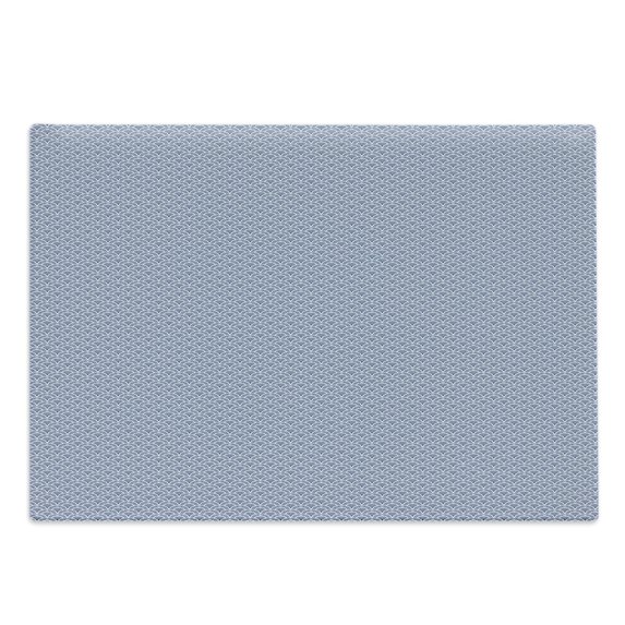 Japanese Cutting Board, Hand Drawn Style Art Deco Pattern with Bohemian Scales Vintage Curves and Stripes, Decorative Tempered Glass Cutting and Serving Board, Large Size, Blue White, by Ambesonne